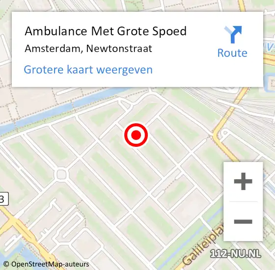 Locatie op kaart van de 112 melding: Ambulance Met Grote Spoed Naar Amsterdam, Newtonstraat op 8 december 2020 13:37