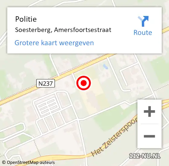 Locatie op kaart van de 112 melding: Politie Soesterberg, Amersfoortsestraat op 8 december 2020 14:00