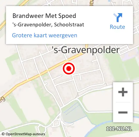 Locatie op kaart van de 112 melding: Brandweer Met Spoed Naar 's-Gravenpolder, Schoolstraat op 8 december 2020 14:05