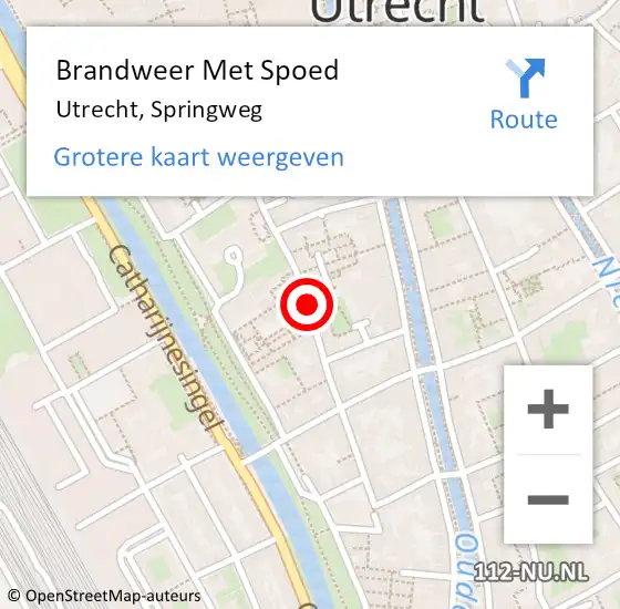 Locatie op kaart van de 112 melding: Brandweer Met Spoed Naar Utrecht, Springweg op 8 december 2020 14:19