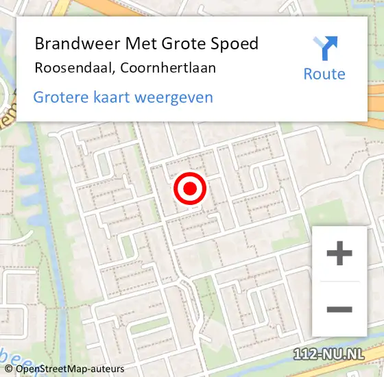 Locatie op kaart van de 112 melding: Brandweer Met Grote Spoed Naar Roosendaal, Coornhertlaan op 8 december 2020 14:31