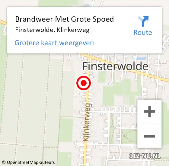 Locatie op kaart van de 112 melding: Brandweer Met Grote Spoed Naar Finsterwolde, Klinkerweg op 26 mei 2014 21:08