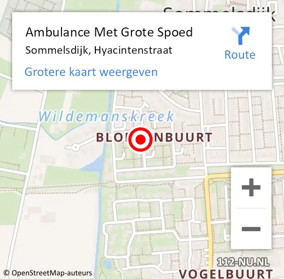 Locatie op kaart van de 112 melding: Ambulance Met Grote Spoed Naar Sommelsdijk, Hyacintenstraat op 8 december 2020 16:27