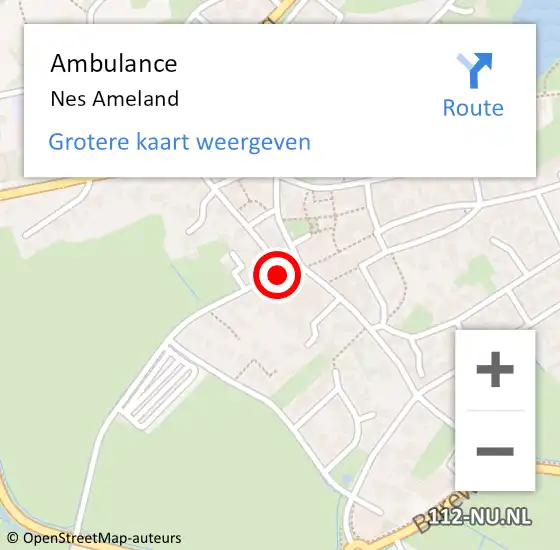 Locatie op kaart van de 112 melding: Ambulance Nes Ameland op 8 december 2020 17:01