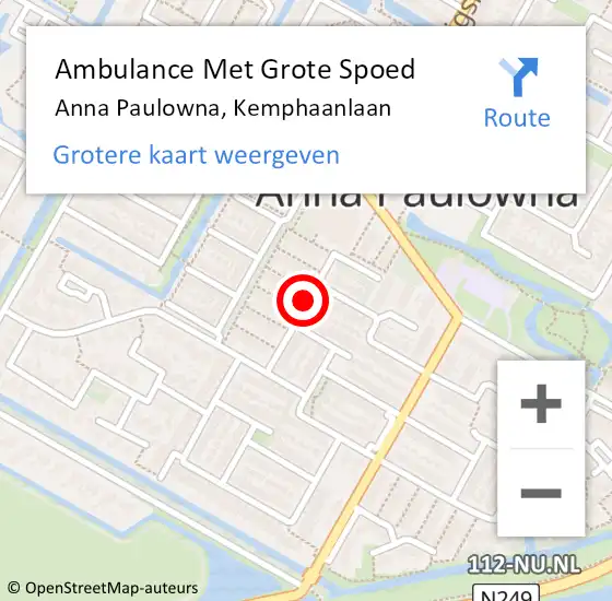 Locatie op kaart van de 112 melding: Ambulance Met Grote Spoed Naar Anna Paulowna, Kemphaanlaan op 8 december 2020 17:16