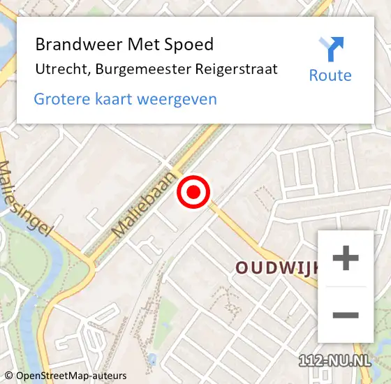 Locatie op kaart van de 112 melding: Brandweer Met Spoed Naar Utrecht, Burgemeester Reigerstraat op 8 december 2020 17:29
