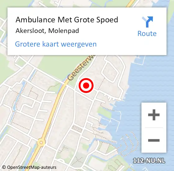 Locatie op kaart van de 112 melding: Ambulance Met Grote Spoed Naar Akersloot, Molenpad op 8 december 2020 19:17