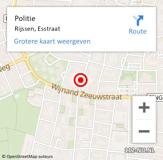 Locatie op kaart van de 112 melding: Politie Rijssen, Esstraat op 8 december 2020 19:59