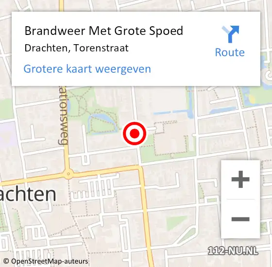 Locatie op kaart van de 112 melding: Brandweer Met Grote Spoed Naar Drachten, Torenstraat op 8 december 2020 21:41