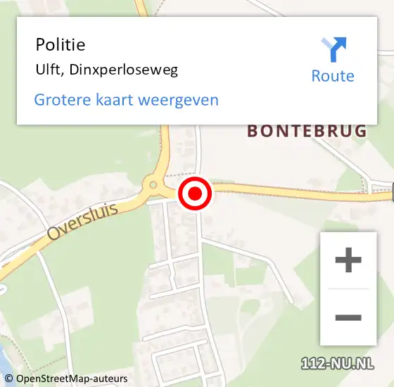 Locatie op kaart van de 112 melding: Politie Ulft, Dinxperloseweg op 8 december 2020 23:39