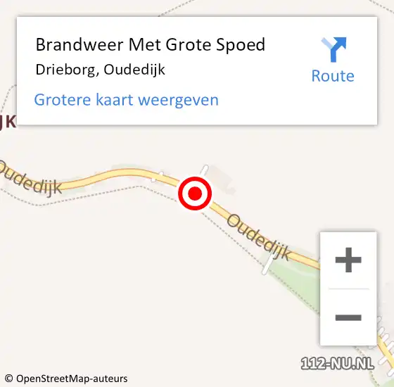 Locatie op kaart van de 112 melding: Brandweer Met Grote Spoed Naar Drieborg, Oudedijk op 9 december 2020 00:07