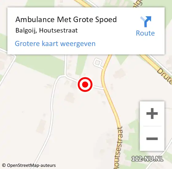 Locatie op kaart van de 112 melding: Ambulance Met Grote Spoed Naar Balgoij, Houtsestraat op 9 december 2020 01:35
