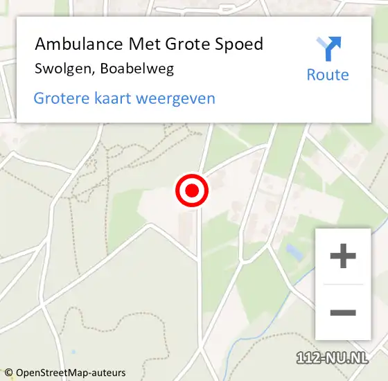 Locatie op kaart van de 112 melding: Ambulance Met Grote Spoed Naar Swolgen, Boabelweg op 26 mei 2014 22:20