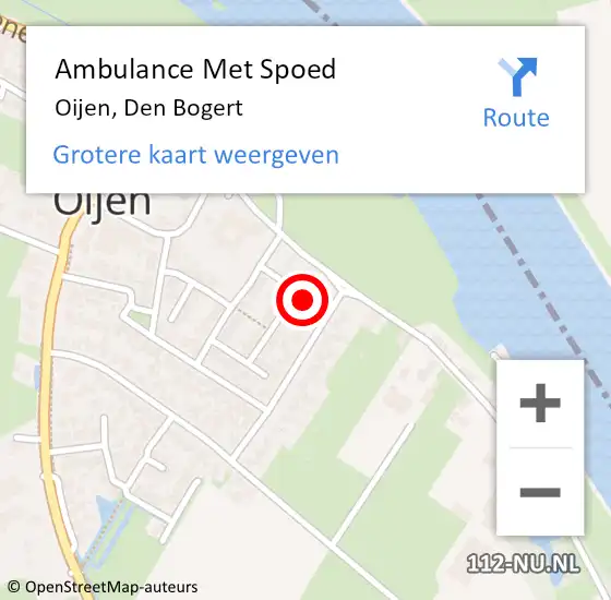 Locatie op kaart van de 112 melding: Ambulance Met Spoed Naar Oijen, Den Bogert op 26 mei 2014 22:27