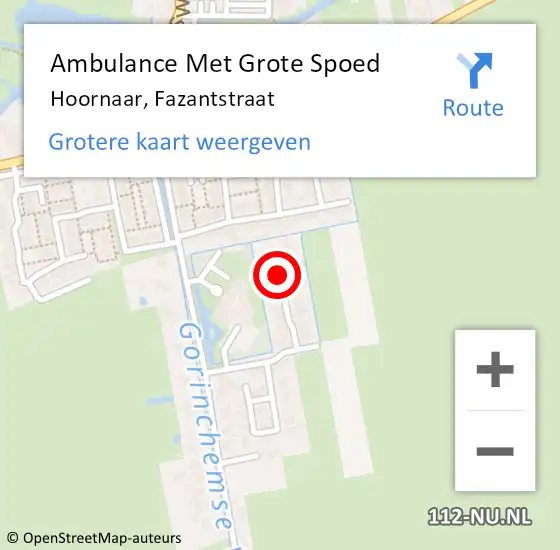 Locatie op kaart van de 112 melding: Ambulance Met Grote Spoed Naar Hoornaar, Fazantstraat op 9 december 2020 05:27