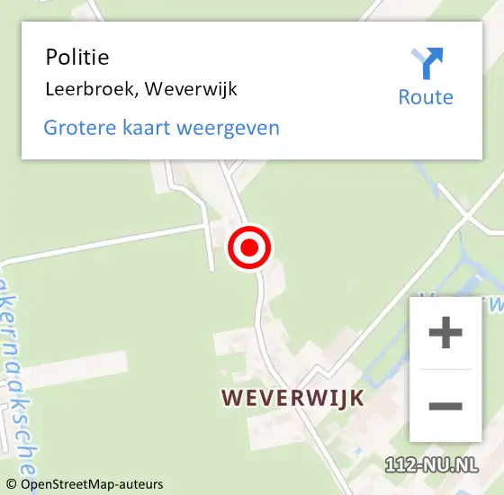 Locatie op kaart van de 112 melding: Politie Leerbroek, Weverwijk op 9 december 2020 08:27