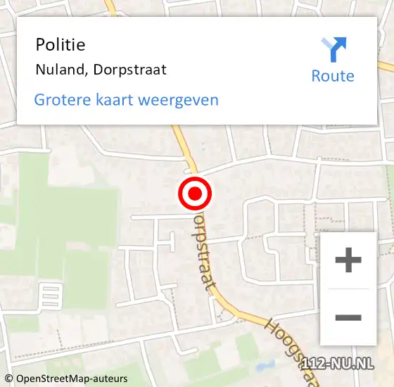 Locatie op kaart van de 112 melding: Politie Nuland, Dorpstraat op 9 december 2020 08:35
