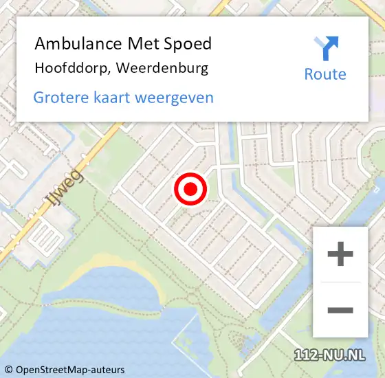 Locatie op kaart van de 112 melding: Ambulance Met Spoed Naar Hoofddorp, Weerdenburg op 9 december 2020 09:20