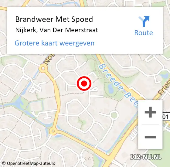 Locatie op kaart van de 112 melding: Brandweer Met Spoed Naar Nijkerk, Van Der Meerstraat op 9 december 2020 09:31