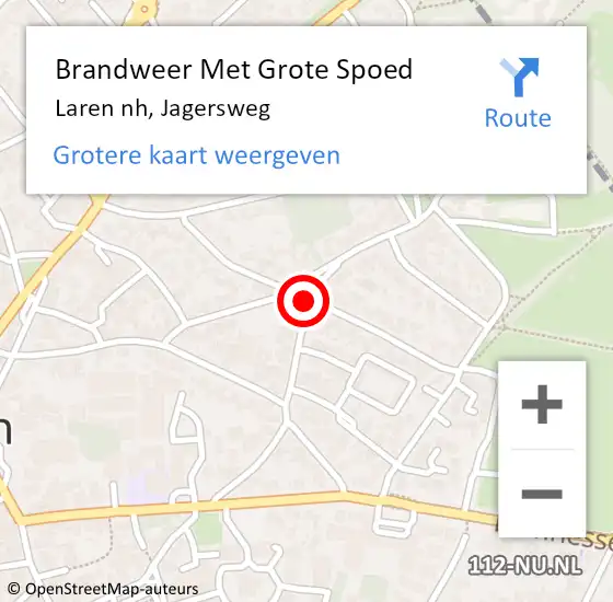 Locatie op kaart van de 112 melding: Brandweer Met Grote Spoed Naar Laren nh, Jagersweg op 9 december 2020 10:22