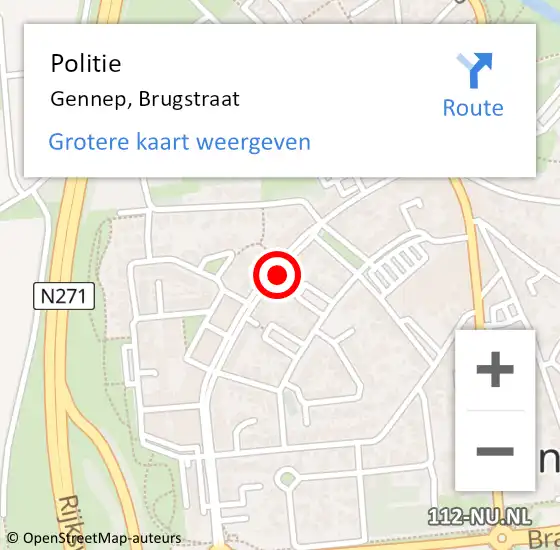 Locatie op kaart van de 112 melding: Politie Gennep, Brugstraat op 9 december 2020 11:05