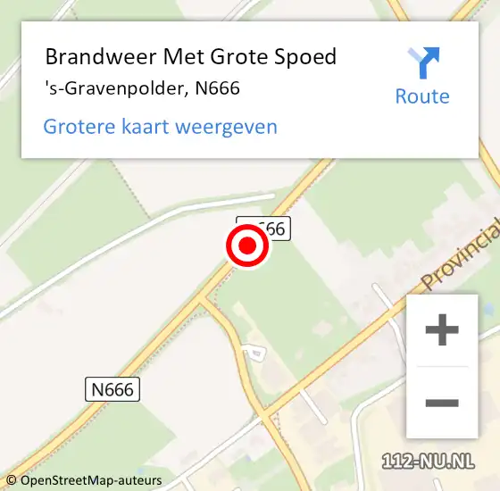 Locatie op kaart van de 112 melding: Brandweer Met Grote Spoed Naar 's-Gravenpolder, N666 op 9 december 2020 11:05