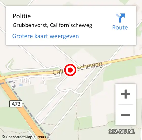 Locatie op kaart van de 112 melding: Politie Grubbenvorst, Californischeweg op 9 december 2020 12:58