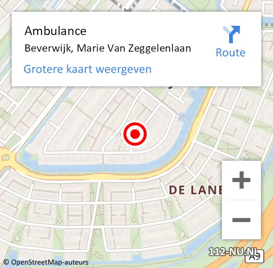 Locatie op kaart van de 112 melding: Ambulance Beverwijk, Marie Van Zeggelenlaan op 9 december 2020 14:34