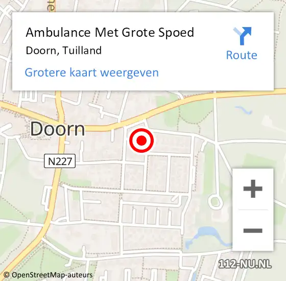 Locatie op kaart van de 112 melding: Ambulance Met Grote Spoed Naar Doorn, Tuilland op 27 mei 2014 00:08