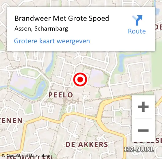 Locatie op kaart van de 112 melding: Brandweer Met Grote Spoed Naar Assen, Scharmbarg op 9 december 2020 15:23