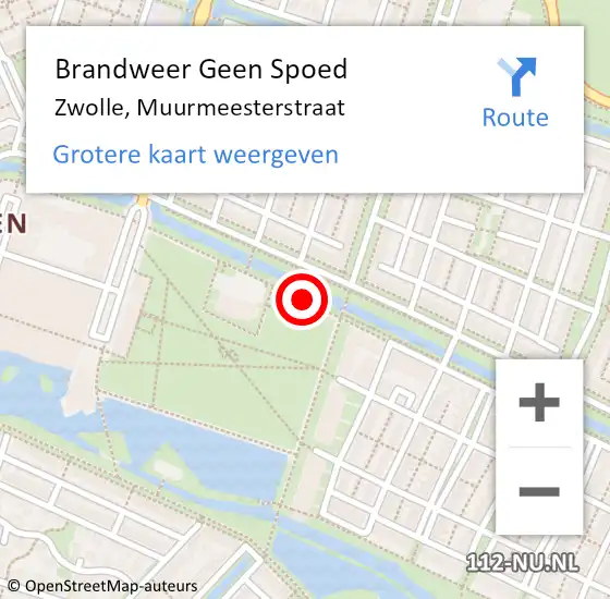 Locatie op kaart van de 112 melding: Brandweer Geen Spoed Naar Zwolle, Muurmeesterstraat op 9 december 2020 15:36