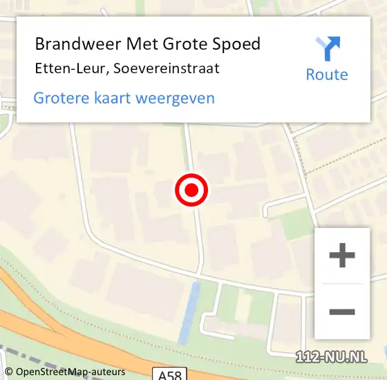 Locatie op kaart van de 112 melding: Brandweer Met Grote Spoed Naar Etten-Leur, Soevereinstraat op 9 december 2020 15:46