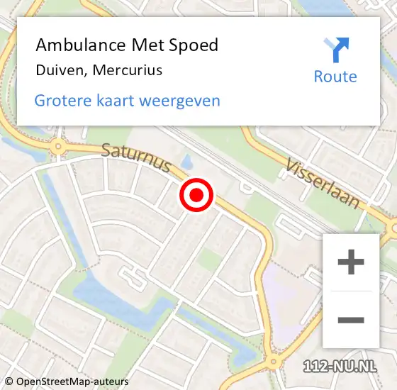 Locatie op kaart van de 112 melding: Ambulance Met Spoed Naar Duiven, Mercurius op 9 december 2020 15:57