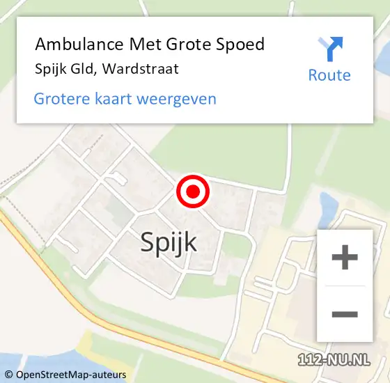 Locatie op kaart van de 112 melding: Ambulance Met Grote Spoed Naar Spijk Gld, Wardstraat op 27 mei 2014 00:33