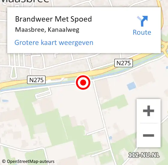 Locatie op kaart van de 112 melding: Brandweer Met Spoed Naar Maasbree, Kanaalweg op 9 december 2020 18:10