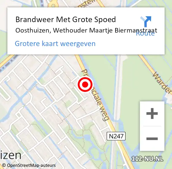 Locatie op kaart van de 112 melding: Brandweer Met Grote Spoed Naar Oosthuizen, Wethouder Maartje Biermanstraat op 9 december 2020 18:52