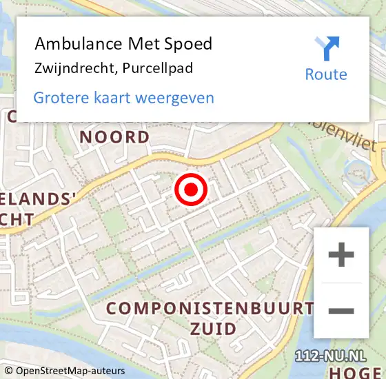 Locatie op kaart van de 112 melding: Ambulance Met Spoed Naar Zwijndrecht, Purcellpad op 9 december 2020 20:25