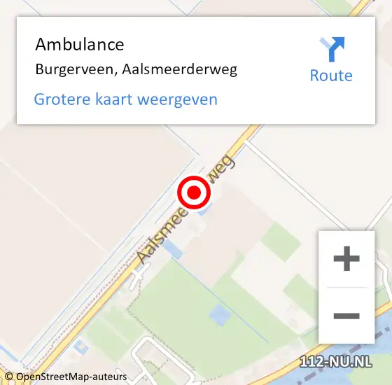 Locatie op kaart van de 112 melding: Ambulance Burgerveen, Aalsmeerderweg op 9 december 2020 20:32