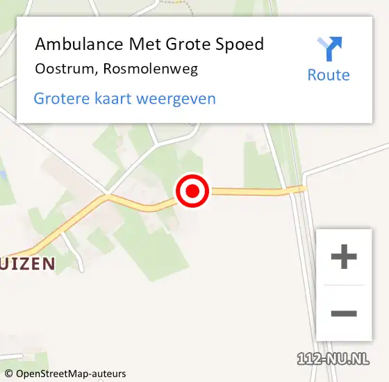 Locatie op kaart van de 112 melding: Ambulance Met Grote Spoed Naar Oostrum, Rosmolenweg op 9 december 2020 21:08