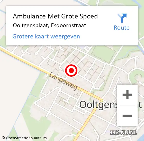 Locatie op kaart van de 112 melding: Ambulance Met Grote Spoed Naar Ooltgensplaat, Esdoornstraat op 9 december 2020 22:08