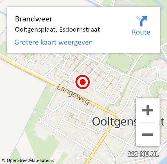 Locatie op kaart van de 112 melding: Brandweer Ooltgensplaat, Esdoornstraat op 9 december 2020 22:10