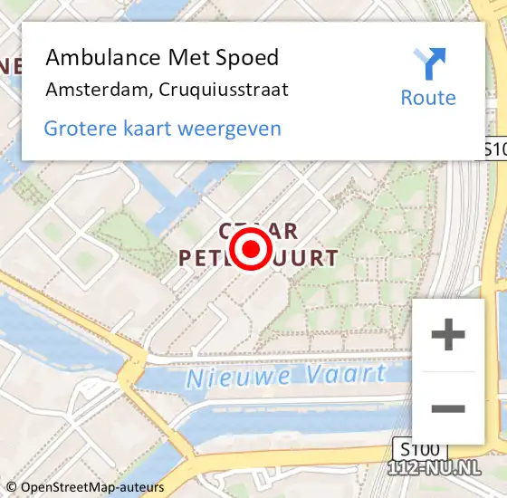 Locatie op kaart van de 112 melding: Ambulance Met Spoed Naar Amsterdam, Cruquiusstraat op 9 december 2020 23:45