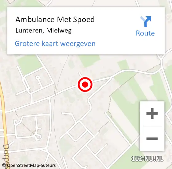Locatie op kaart van de 112 melding: Ambulance Met Spoed Naar Lunteren, Mielweg op 9 december 2020 23:55