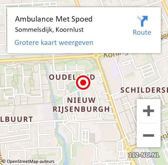 Locatie op kaart van de 112 melding: Ambulance Met Spoed Naar Sommelsdijk, Koornlust op 10 december 2020 05:00