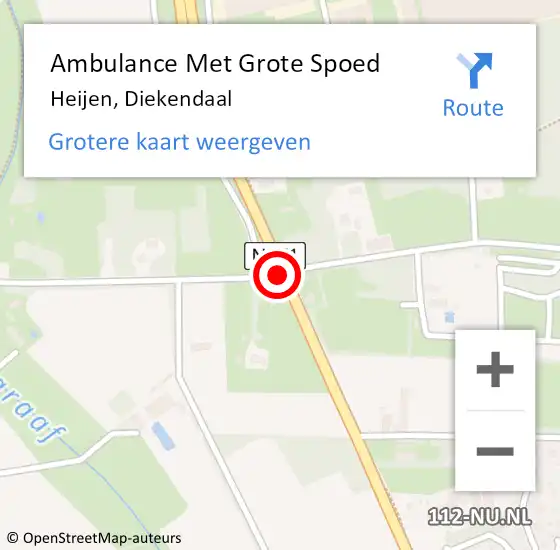 Locatie op kaart van de 112 melding: Ambulance Met Grote Spoed Naar Heijen, Diekendaal op 10 december 2020 06:41