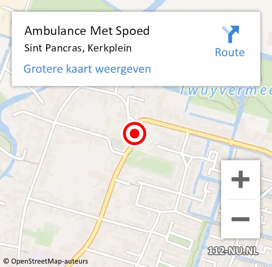 Locatie op kaart van de 112 melding: Ambulance Met Spoed Naar Sint Pancras, Kerkplein op 10 december 2020 06:43