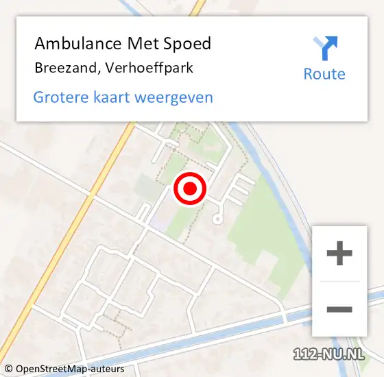 Locatie op kaart van de 112 melding: Ambulance Met Spoed Naar Breezand, Verhoeffpark op 10 december 2020 07:53