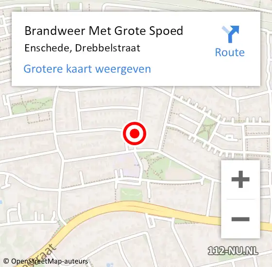 Locatie op kaart van de 112 melding: Brandweer Met Grote Spoed Naar Enschede, Drebbelstraat op 10 december 2020 09:18
