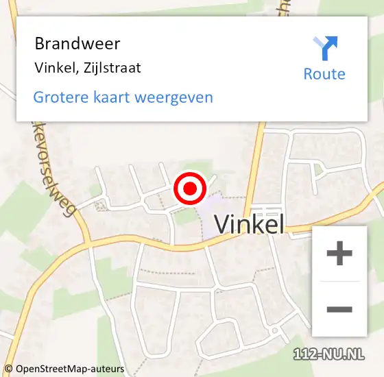 Locatie op kaart van de 112 melding: Brandweer Vinkel, Zijlstraat op 3 oktober 2013 09:13