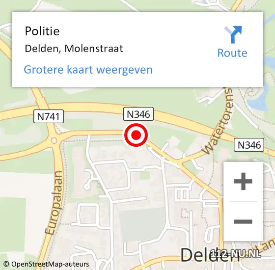 Locatie op kaart van de 112 melding: Politie Delden, Molenstraat op 10 december 2020 11:44